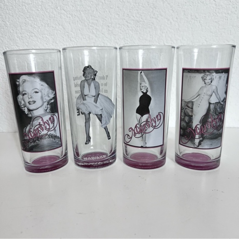 Marilyn Monroe Set of 4 High Ball Cocktail Glasses Collectors Item